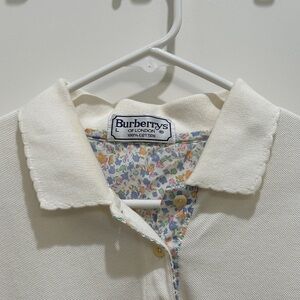 Burberry Woman' Cream Polo with Floral Trim (L)